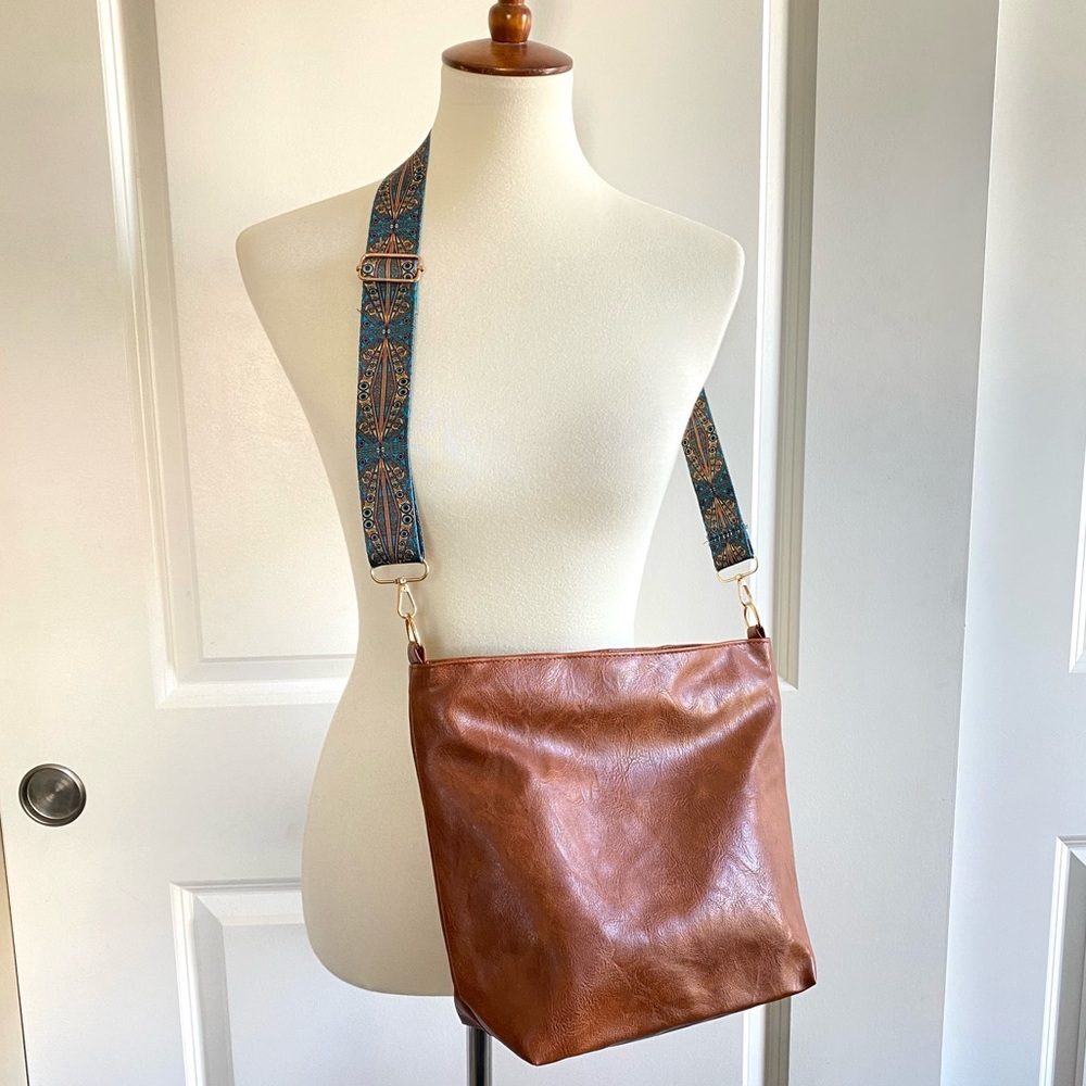 NEW Brown Faux Leather Hobo Bag